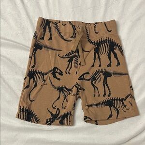 H&M Brown Shorts with Black Dinosaur Skeleton Print